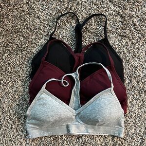 Calvin Klein Tri-Color Bralette Trio - Black, Burgundy, Gray